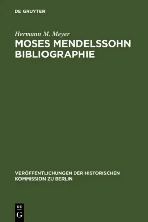 Cover of Moses Mendelssohn Bibliographie