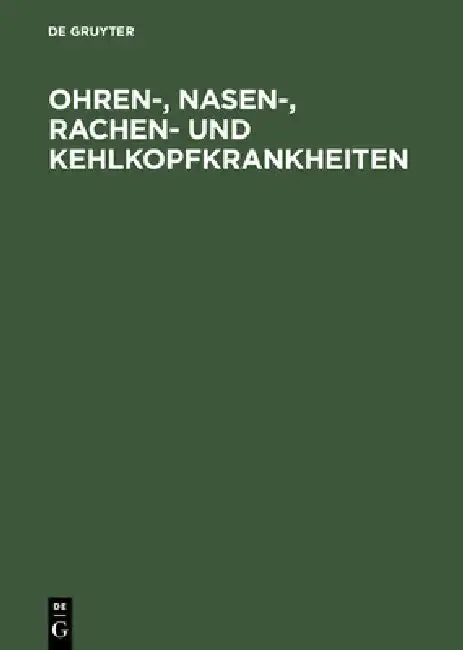 Cover of Ohren-, Nasen-, Rachen- und Kehlkopfkrankheiten
