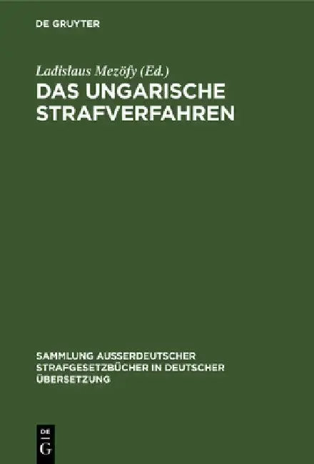 Cover of Das Ungarische Strafverfahren