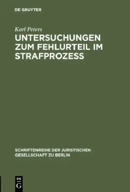Cover of Untersuchungen Zum Fehlurteil Im Strafprozeß