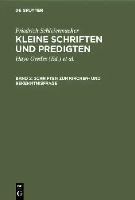 Cover of Schriften Zur Kirchen- Und Bekenntnisfrage
