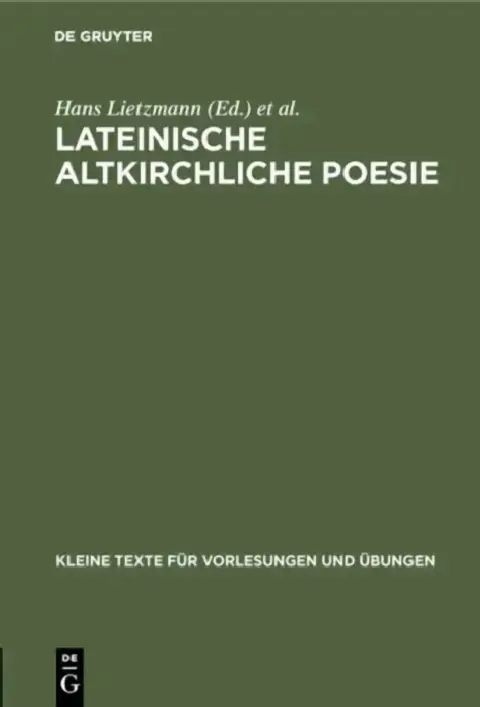 Cover of Lateinische altkirchliche Poesie