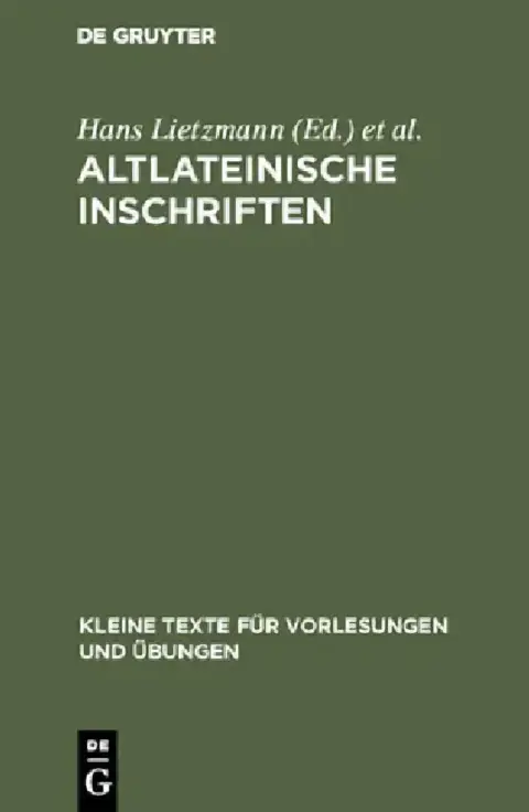 Cover of Altlateinische Inschriften