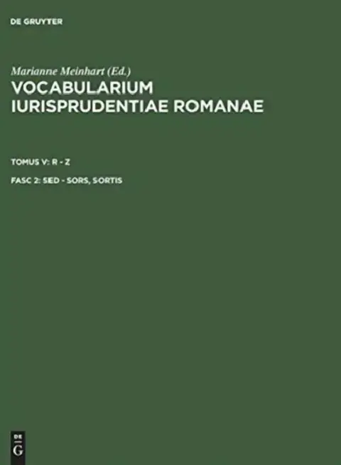 Cover of Vocabularium iurisprudentiae Romanae, Fasc 2, sed - sors, sortis