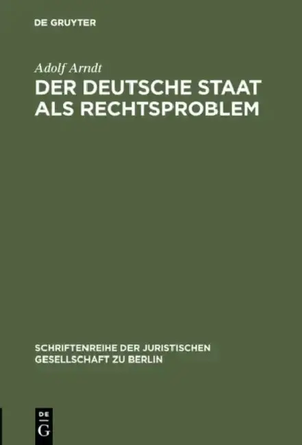 Cover of Der deutsche Staat als Rechtsproblem