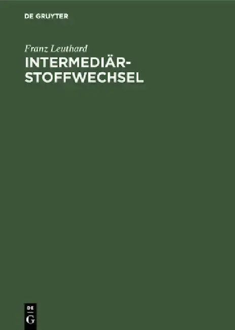 Cover of Intermediärstoffwechsel
