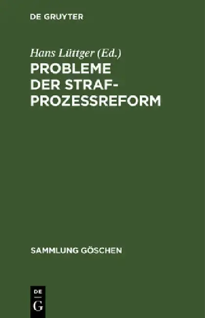 Cover of Probleme der Strafprozeßreform