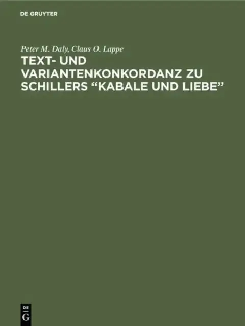 Cover of Text- Und Variantenkonkordanz Zu Schillers "Kabale Und Liebe"