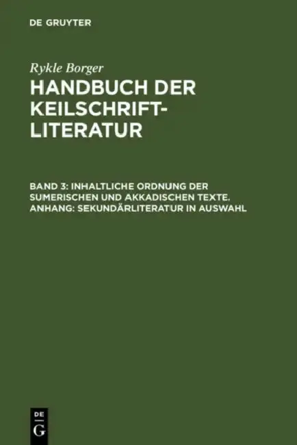 Cover of Inhaltliche Ordnung der sumerischen und akkadischen Texte. Anhang