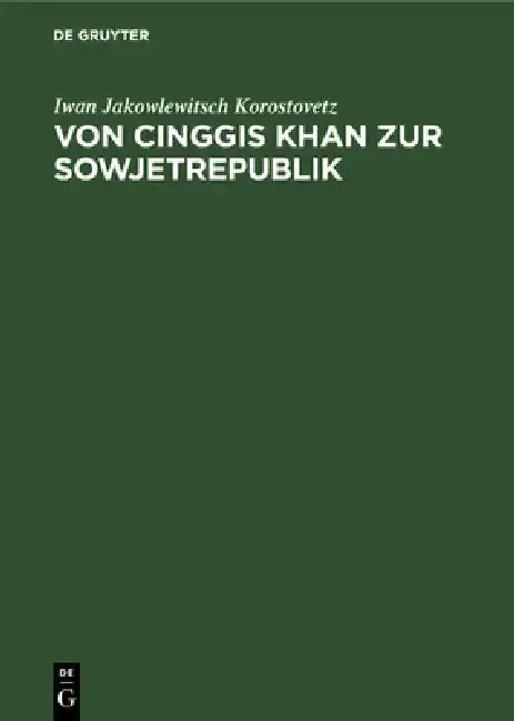 Cover of Von Cinggis Khan Zur Sowjetrepublik