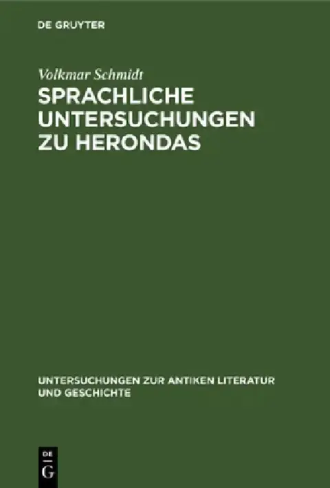 Cover of Sprachliche Untersuchungen Zu Herondas