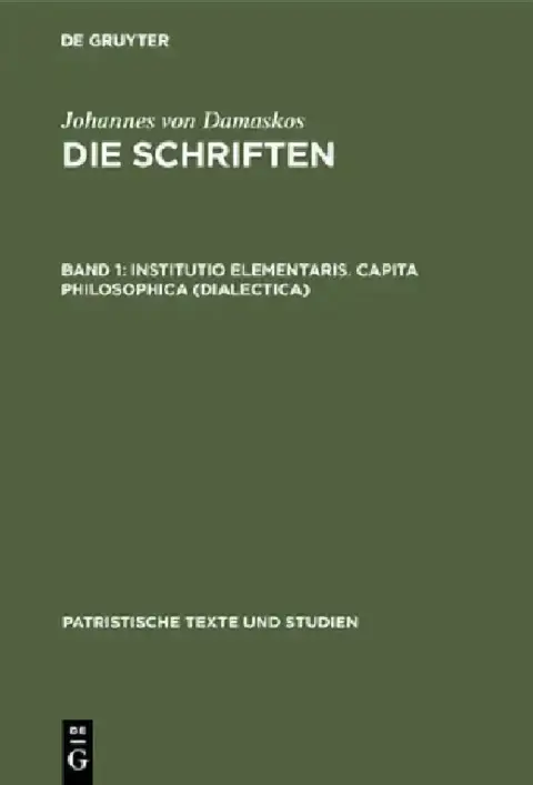 Cover of Institutio Elementaris. Capita Philosophica (Dialectica)
