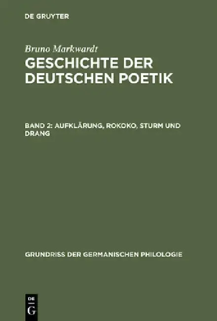 Cover of Geschichte der deutschen Poetik, Band 2, Aufklärung, Rokoko, Sturm und Drang