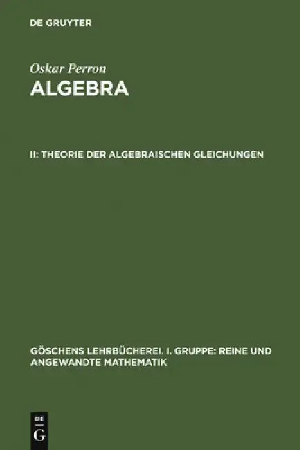 Cover of Theorie der algebraischen Gleichungen