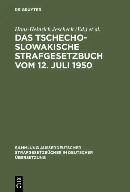 Cover of Das Tschechoslowakische Strafgesetzbuch Vom 12. Juli 1950
