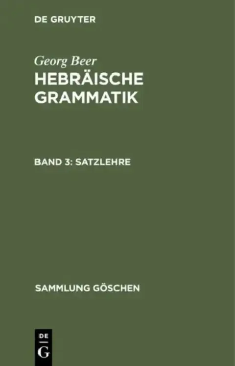 Cover of Satzlehre