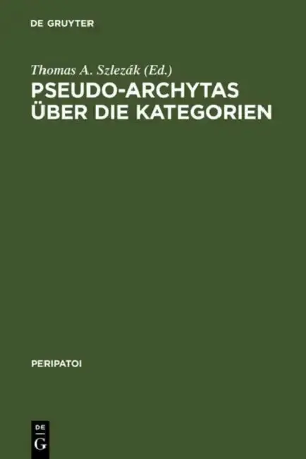 Cover of Pseudo-Archytas über die Kategorien