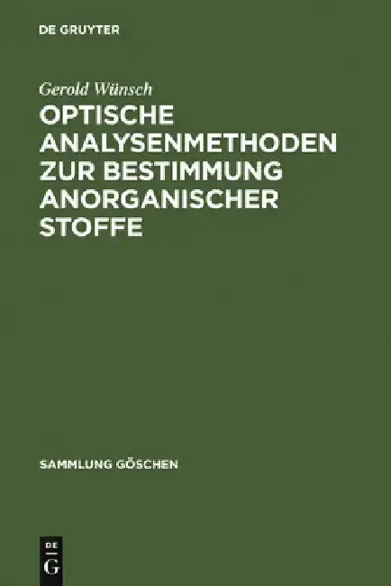 Cover of Optische Analysenmethoden zur Bestimmung anorganischer Stoffe