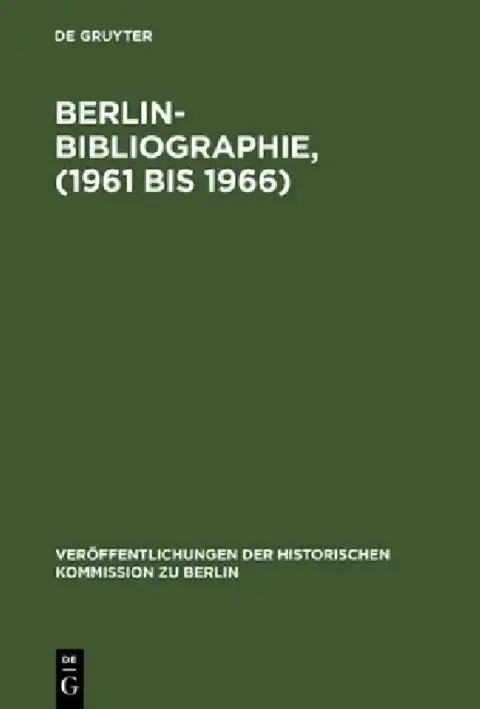 Cover of Berlin-Bibliographie, (1961 bis 1966)