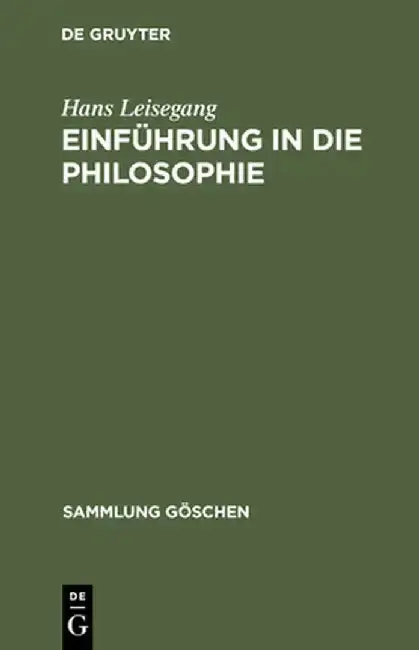 Cover of Einfuhrung in Die Philosophie