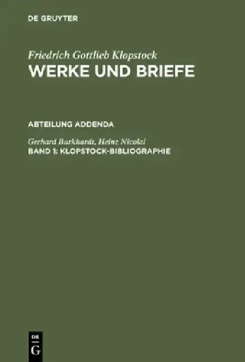 Cover of Klopstock, Friedrich Gottlieb