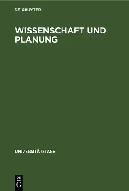 Cover of Wissenschaft Und Planung