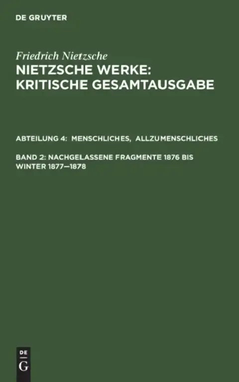 Cover of Menschliches, Allzumenschliches. Band 1, Nachgelassene Fragmente, 1876 Bis Winter 1877-1878
