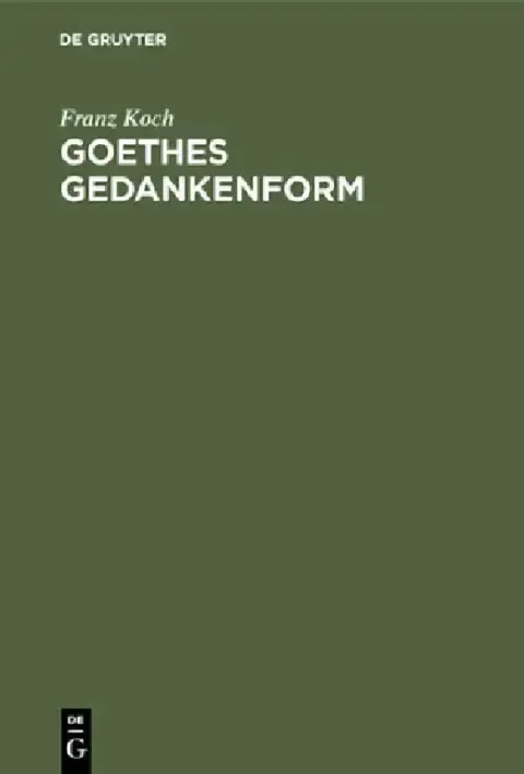 Cover of Goethes Gedankenform