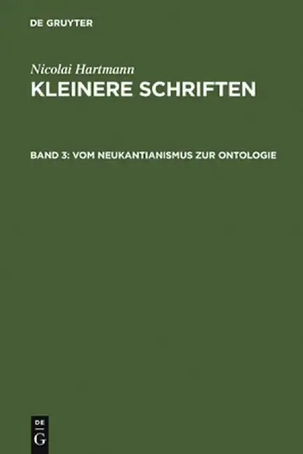 Cover of Vom Neukantianismus Zur Ontologie
