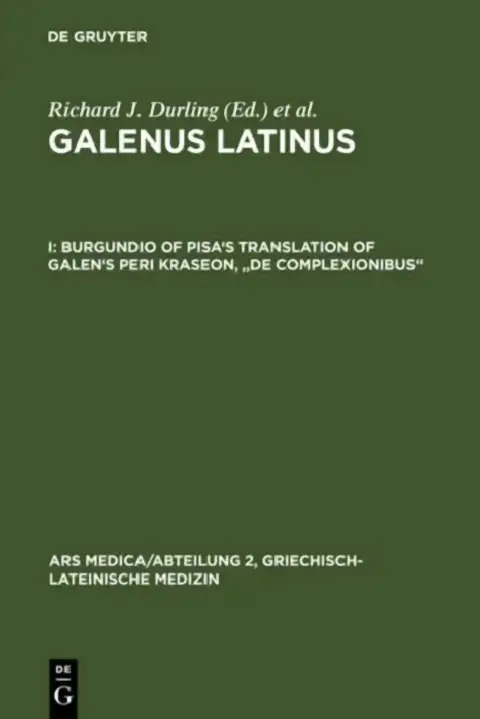 Cover of Burgundio of Pisa's Translation of Galen's Peri kraseon, "De complexionibus"
