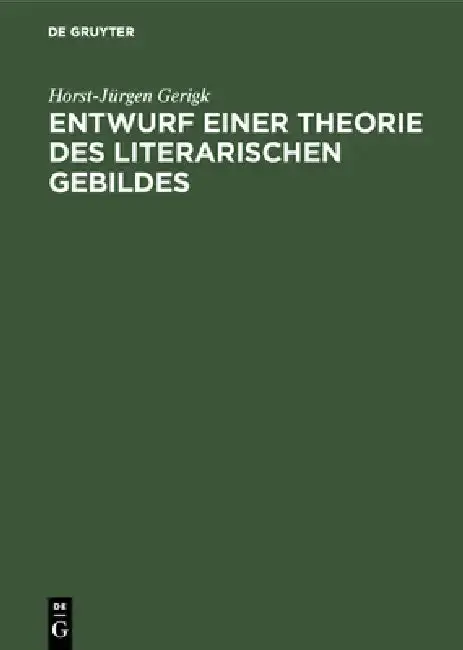 Cover of Entwurf einer Theorie des literarischen Gebildes