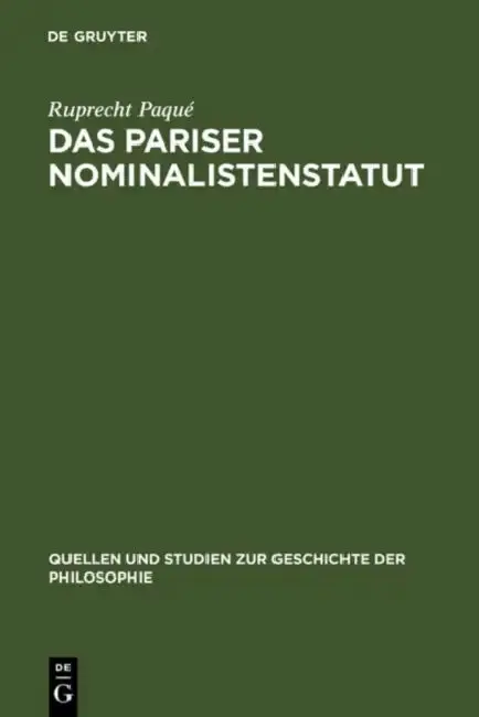 Cover of Das Pariser Nominalistenstatut