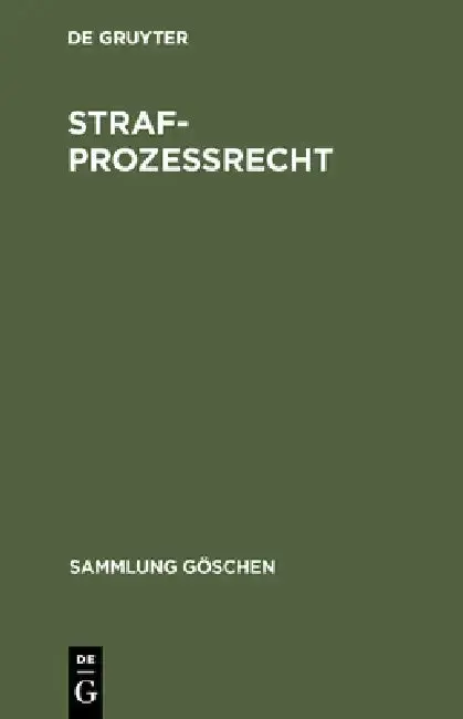 Cover of Strafprozeßrecht