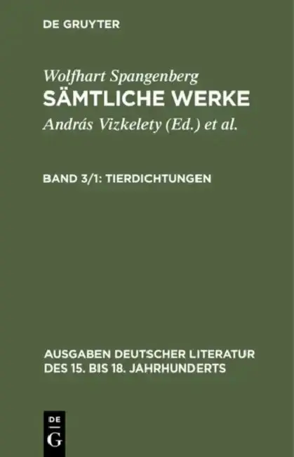 Cover of Sämtliche Werke, Band 3/1, Tierdichtungen