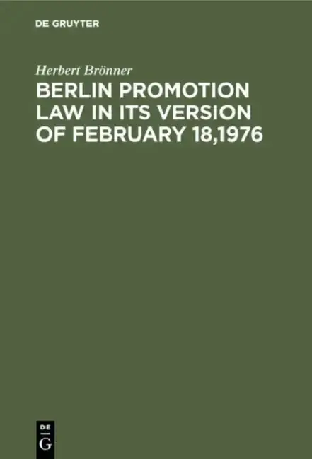 Cover of Berlin promotion law in its version of February 18,1976
