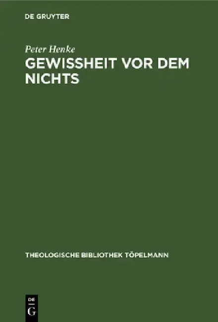 Cover of Gewissheit VOR Dem Nichts