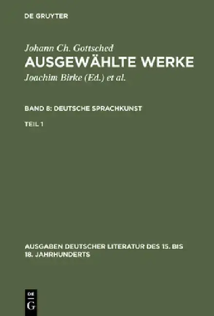Cover of Ausgewählte Werke, Bd 8/Tl 1, Ausgaben deutscher Literatur des 15. bis 18. Jahrhunderts Band 8/Teil 1