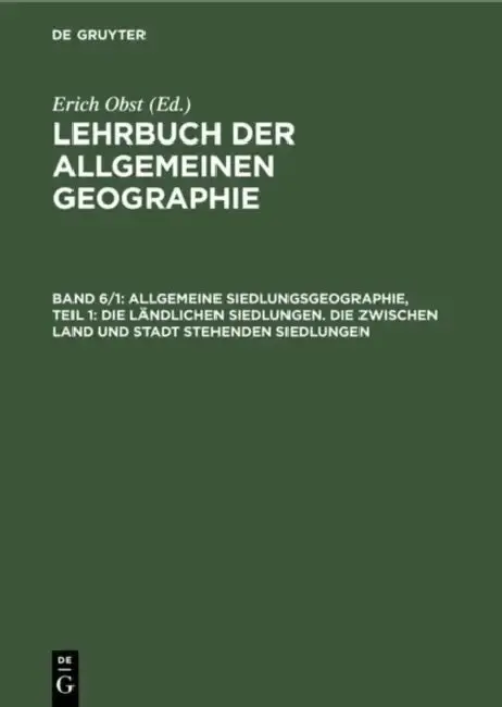 Cover of Allgemeine Siedlungsgeographie, Teil 1