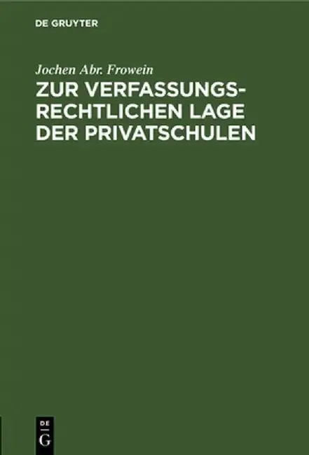 Cover of Zur Verfassungsrechtlichen Lage Der Privatschulen