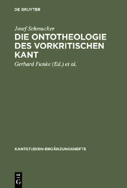 Cover of Die Ontotheologie des vorkritischen Kant