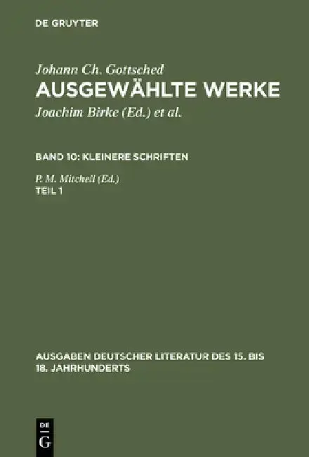 Cover of Ausgewählte Werke, Bd 10/Tl 1, Ausgaben deutscher Literatur des 15. bis 18. Jahrhunderts Band 10/Teil 1