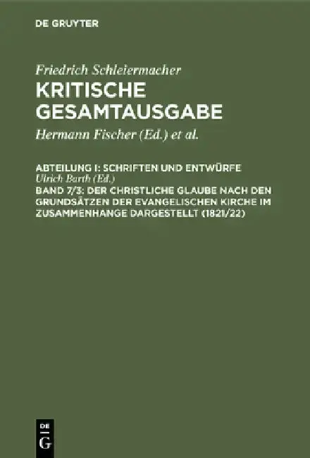 Cover of Der christliche Glaube nach den Grundsätzen der evangelischen Kirche im Zusammenhange dargestellt (1821/22)
