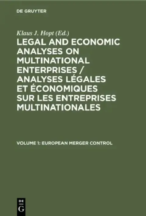 Cover of Legal and Economic Analyses on Multinational Enterprises.