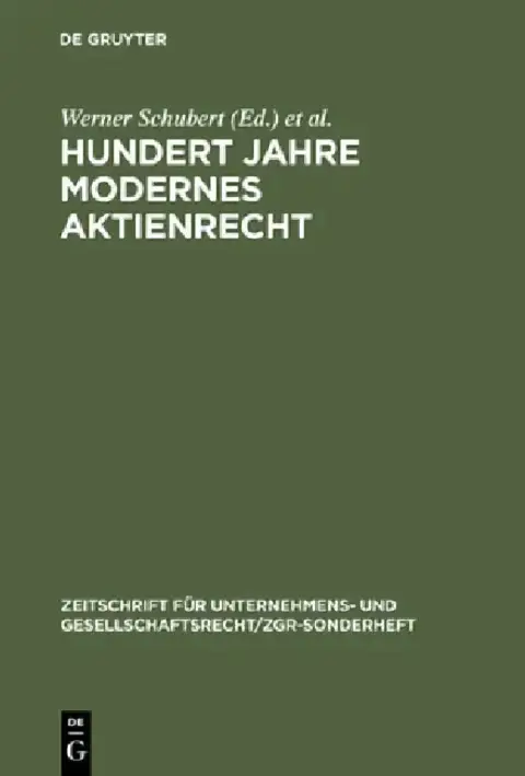 Cover of Hundert Jahre Modernes Aktienrecht