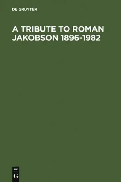 Cover of A Tribute to Roman Jakobson 1896-1982