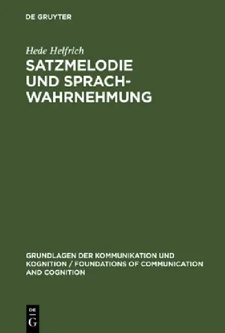 Cover of Satzmelodie und Sprachwahrnehmung
