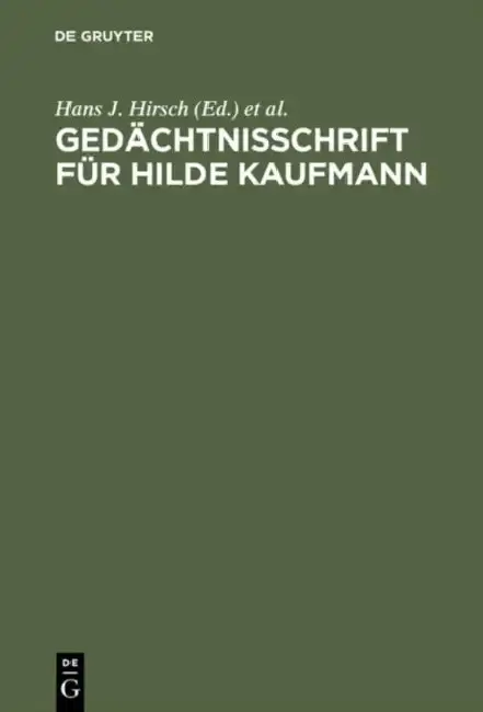 Cover of Gedächtnisschrift für Hilde Kaufmann