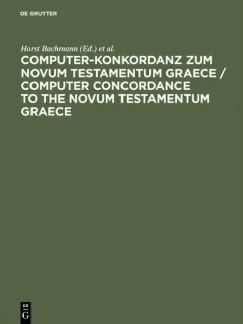 Cover of Computer-Konkordanz zum Novum Testamentum Graece / Computer Concordance to the Novum Testamentum Graece