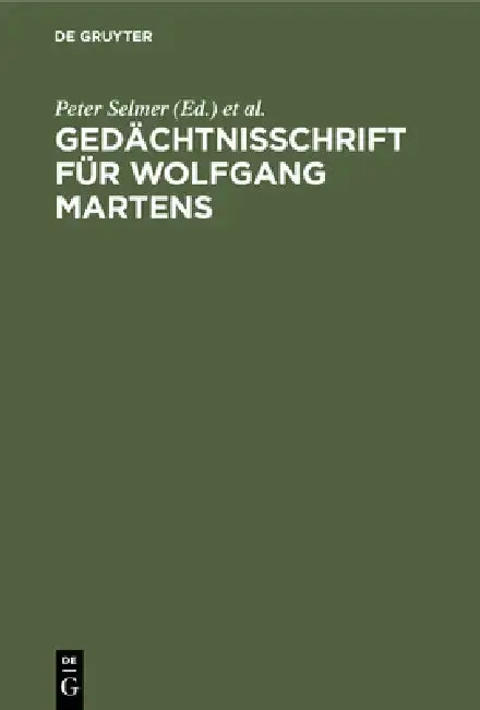 Cover of Gedächtnisschrift für Wolfgang Martens