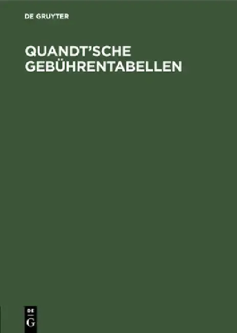 Cover of Quandt'sche Gebührentabellen